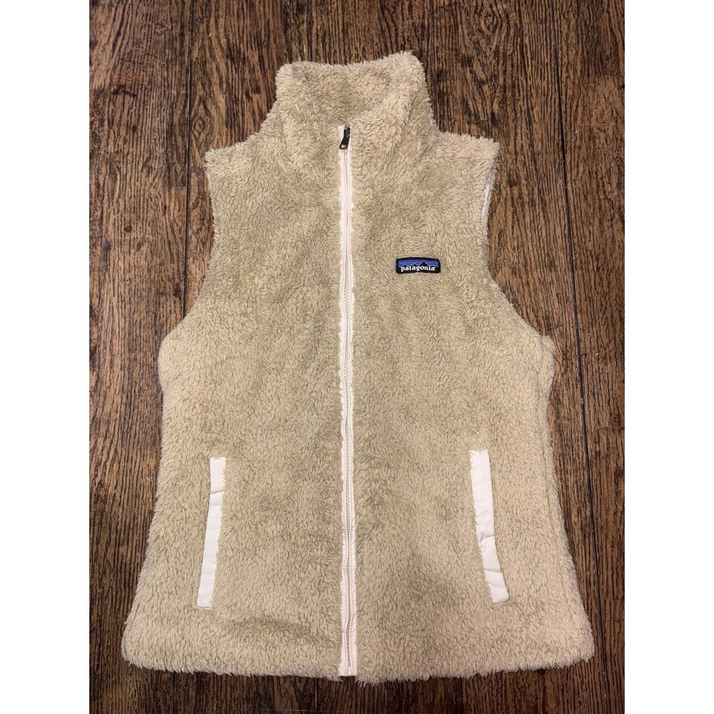Patagonia Vest Women's Small Tan Los Gatos Sherpa Fleece Pockets Full Zip